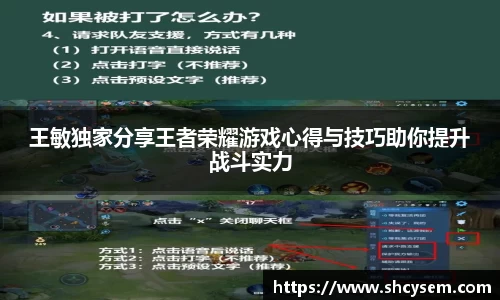 王敏独家分享王者荣耀游戏心得与技巧助你提升战斗实力