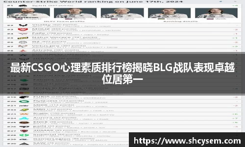最新CSGO心理素质排行榜揭晓BLG战队表现卓越位居第一